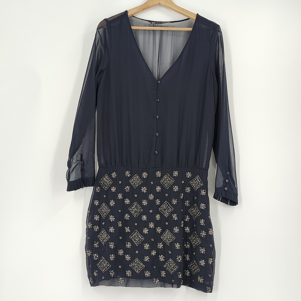 Zara | beaded blouson dress